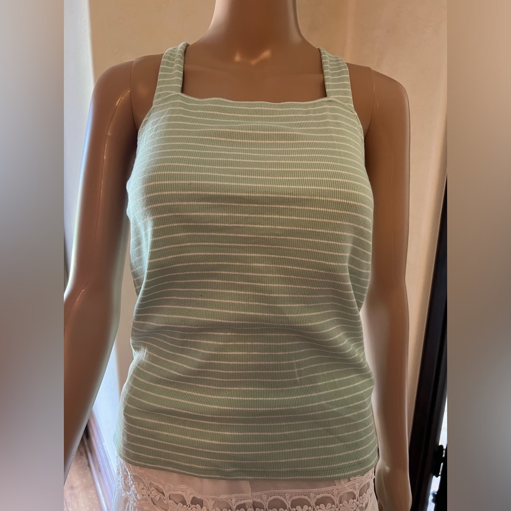 Abercrombie Kids Mint Green and White Striped Tank